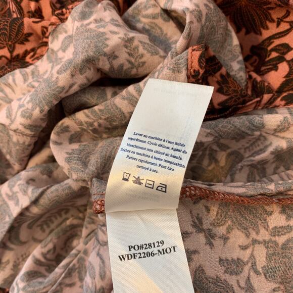 Faherty Susanna Smocked Dress Montserrat Floral Women XS Mauve BrownLongsleeve - Picture 13 of 15